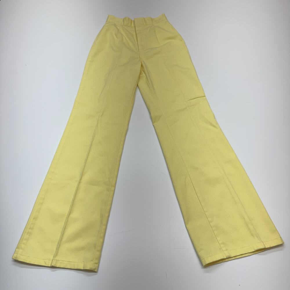 Vintage 70's Girls Kids Yellow Hippie Flare Bellbottom Pants Size 10-12 10.5"